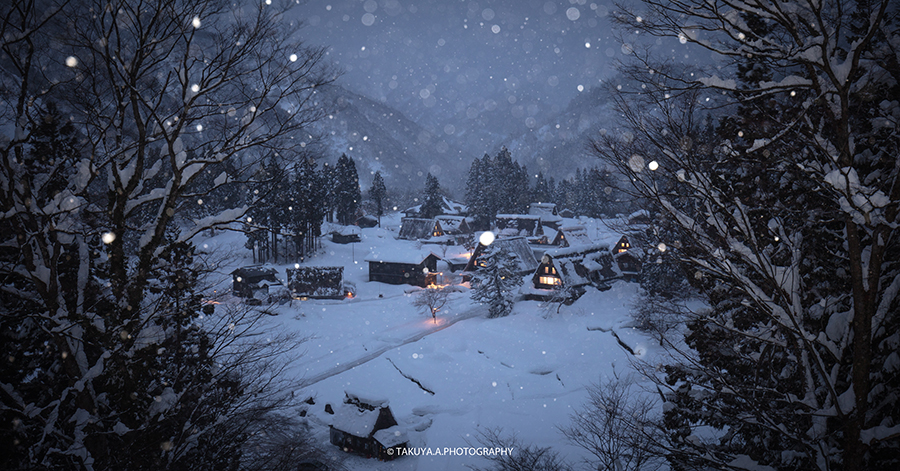 富山県の絶景 相倉合掌造集落 雪景色