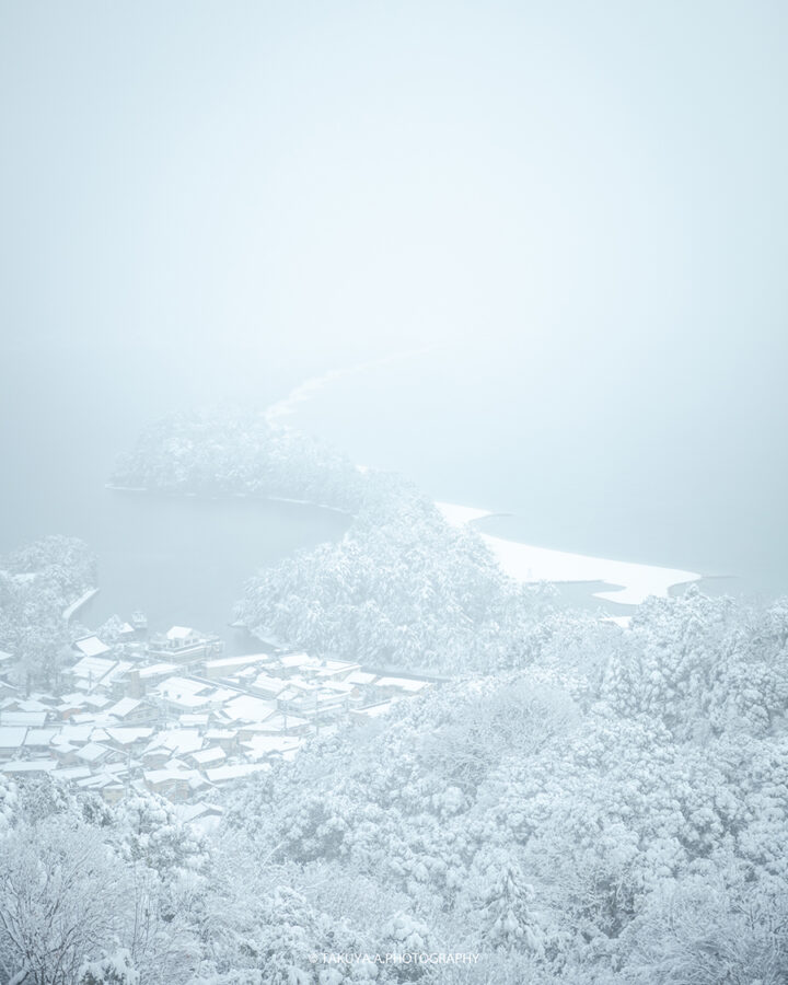 京都府の絶景 天橋立 飛龍観の雪景色