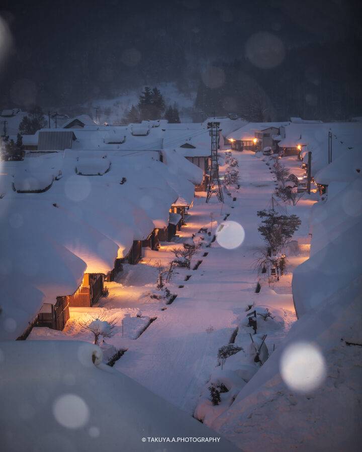 福島県の絶景 大内宿の雪景色