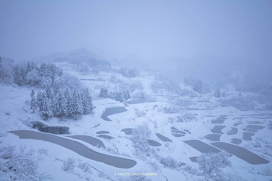 新潟県の絶景 星峠の棚田の雪景色